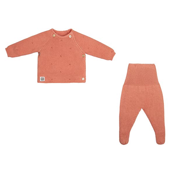 Conjunto para Bebê Kyr com Touca Rosa em Algodão 100% (3 Peças): Rosa pulverulento / 100% algodão / 3-6 meses