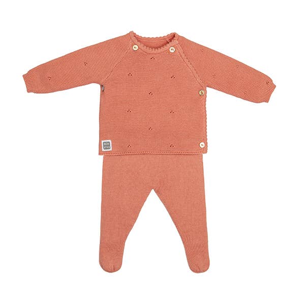 Conjunto para Bebê Kyr com Touca Rosa em Algodão 100% (3 Peças): Rosa pulverulento / 100% algodão / 3-6 meses